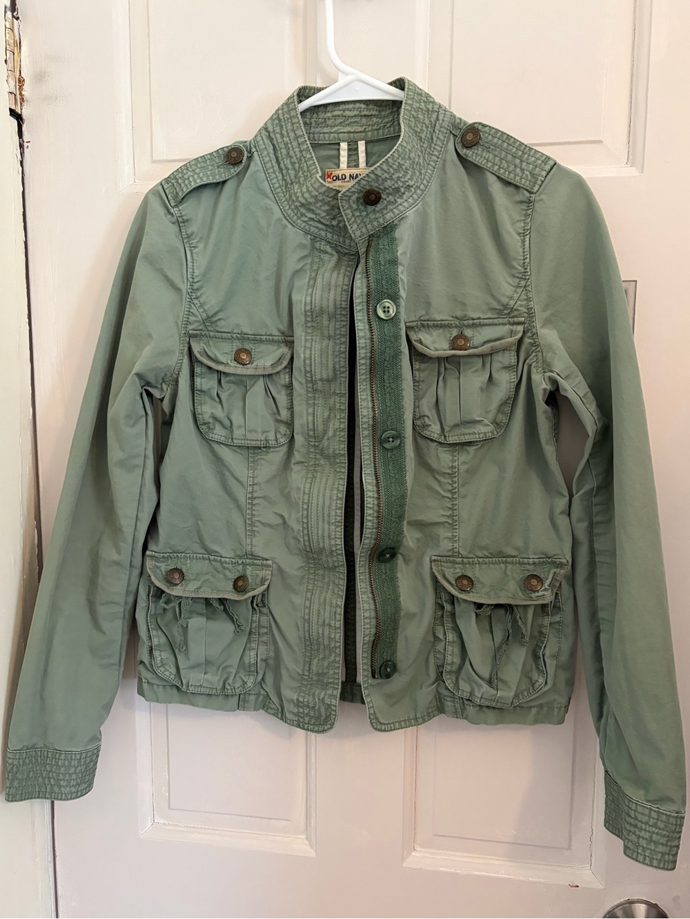 Y2K Women's Cargo Military-style Jacket 100% cotton lace detail Old Navy size S